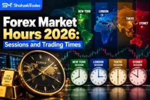 Forex Market Hours 2026 showing Sydney, Tokyo, London, and New York trading sessions