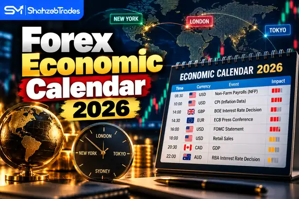 Forex economic calendar 2026 showing CPI, NFP, FOMC and high impact forex news